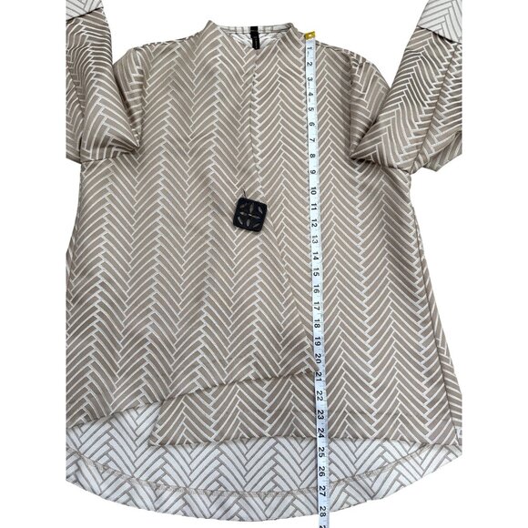 IC By Connie K Womens Size S Jacket Tan White Chevron Blazer Unique Button NEW - Picture 7 of 8